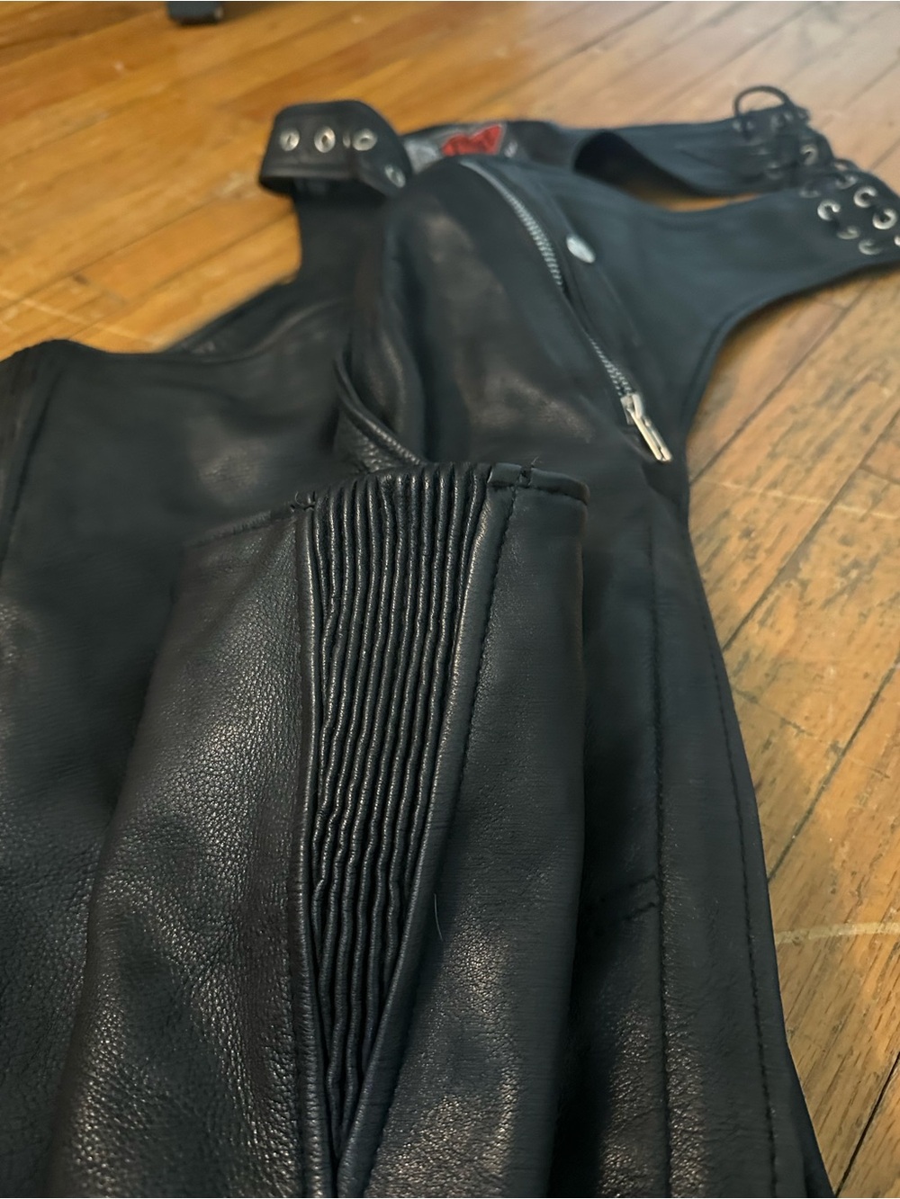 Black Leather Women's Biker Chaps - Unbranded